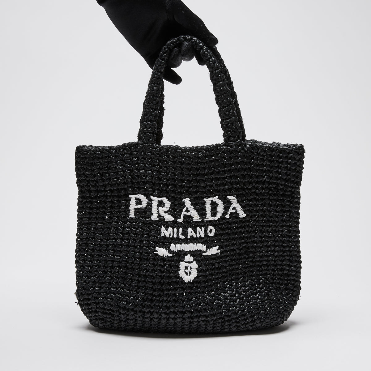 Prada Black Raffia Tote Bag