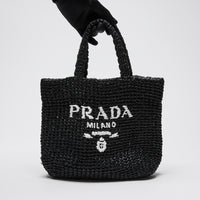 Prada Black Raffia Tote Bag