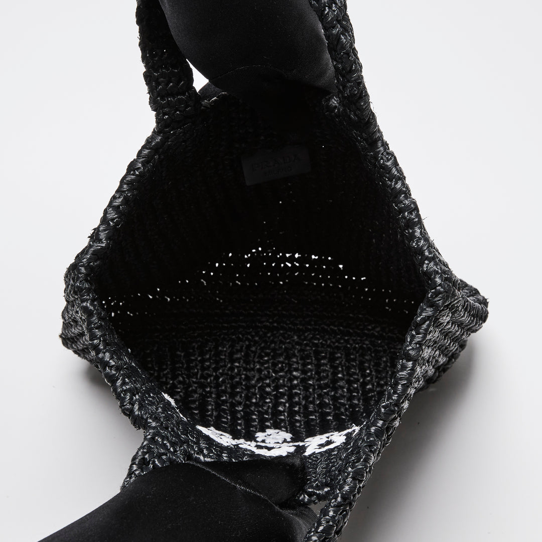 Prada Black Raffia Tote Bag