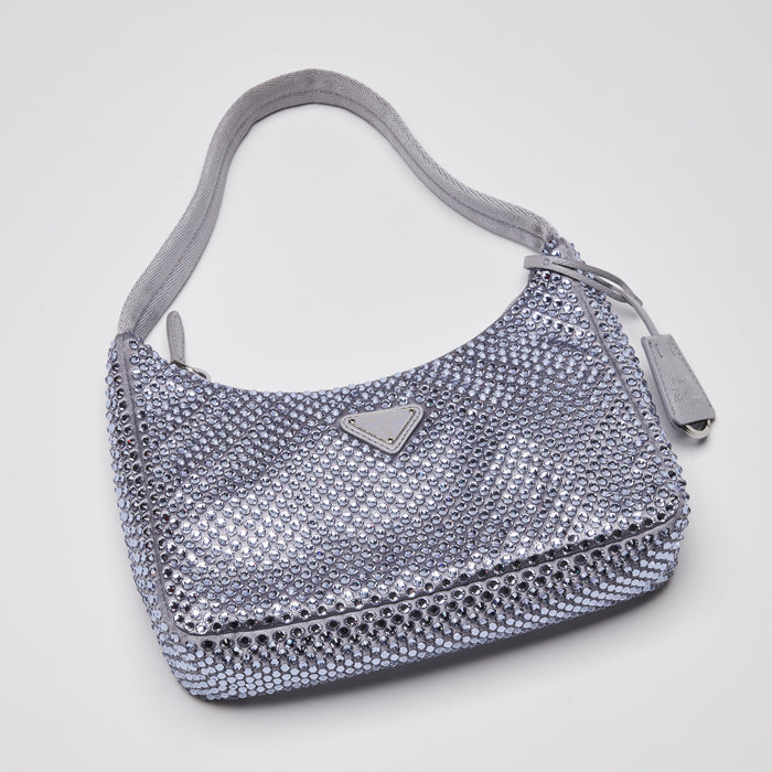 Prada Light Purple Satin & Crystal Re-Edition 2000 Mini Bag