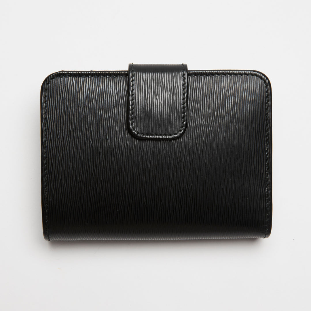 Prada Black Vitello Leather Bifold Compact Wallet