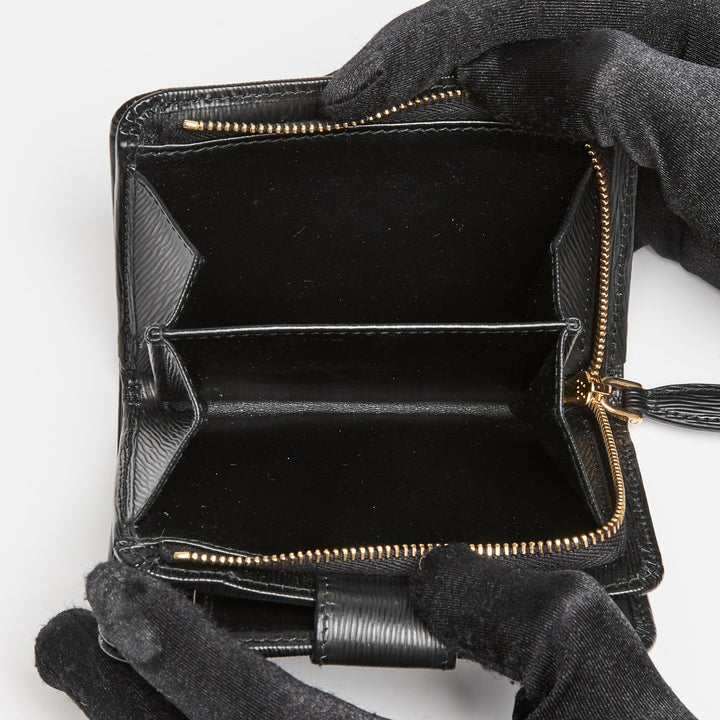 Prada Black Vitello Leather Bifold Compact Wallet