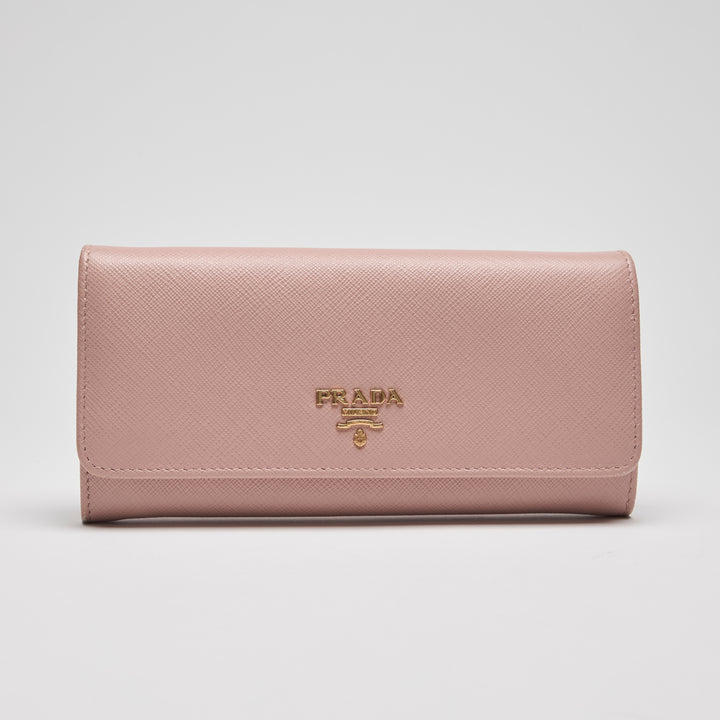 Prada Pink Saffiano Leather Continental Wallet