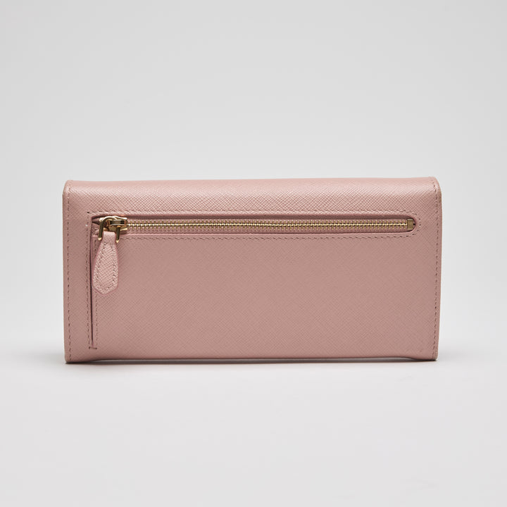 Prada Pink Saffiano Leather Continental Wallet