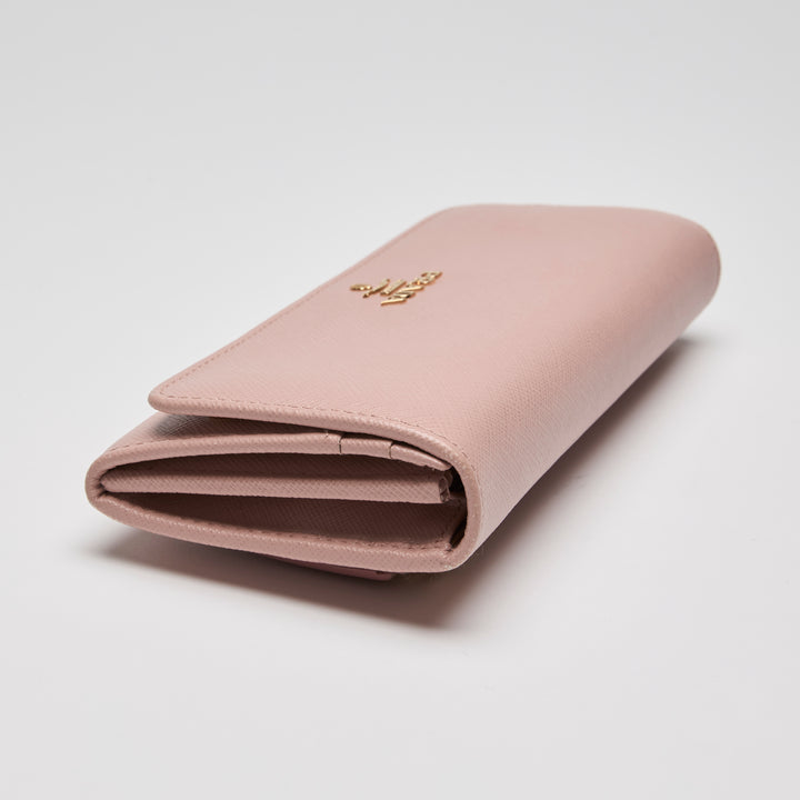 Prada Pink Saffiano Leather Continental Wallet