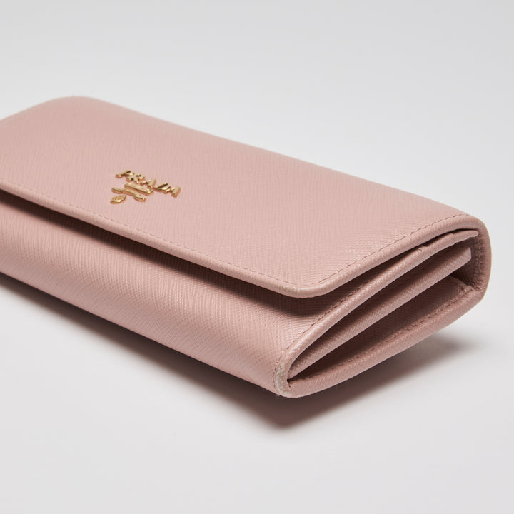 Prada Pink Saffiano Leather Continental Wallet