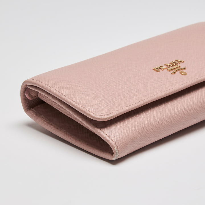 Prada Pink Saffiano Leather Continental Wallet