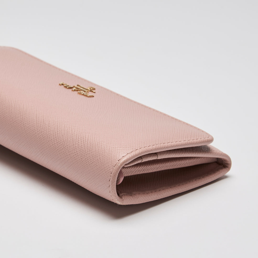 Prada Pink Saffiano Leather Continental Wallet