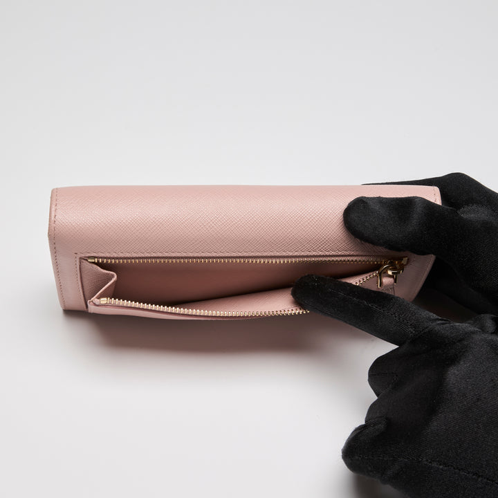 Prada Pink Saffiano Leather Continental Wallet