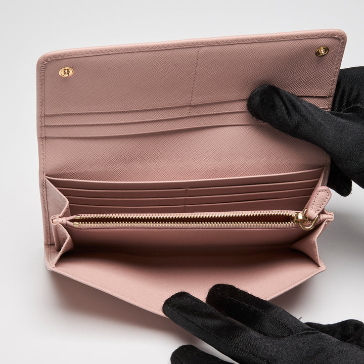 Prada Pink Saffiano Leather Continental Wallet