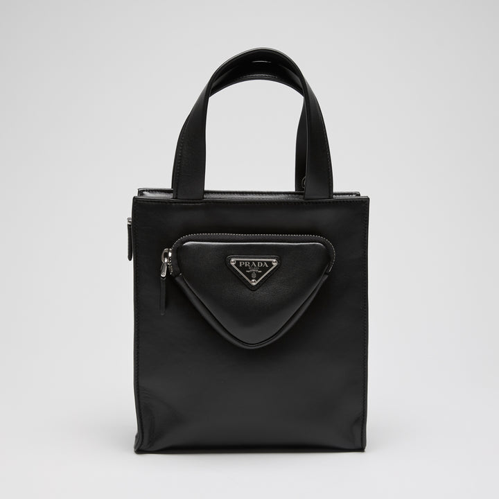 Prada Black Nappa Leather Small Triangle Pocket Tote Bag
