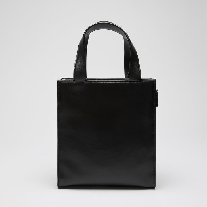 Prada Black Nappa Leather Small Triangle Pocket Tote Bag