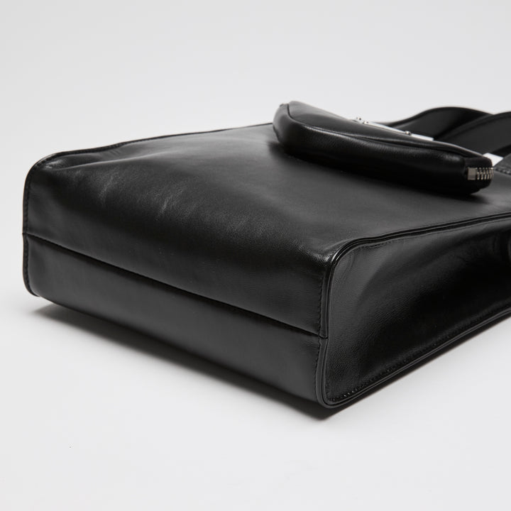Prada Black Nappa Leather Small Triangle Pocket Tote Bag