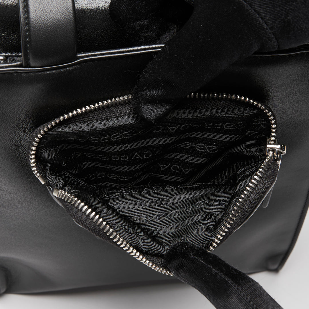 Prada Black Nappa Leather Small Triangle Pocket Tote Bag