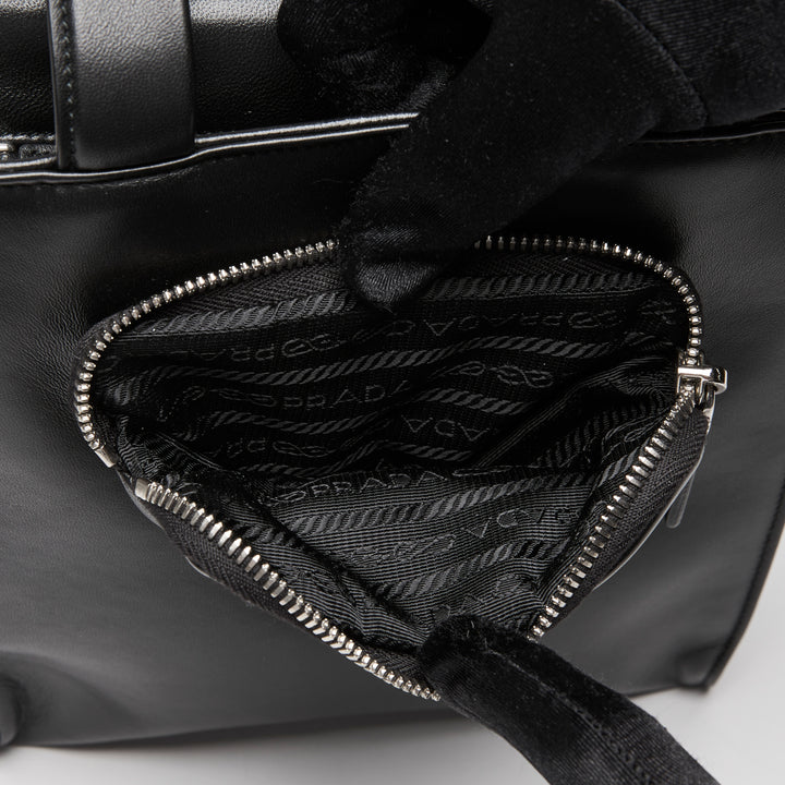 Prada Black Nappa Leather Small Triangle Pocket Tote Bag