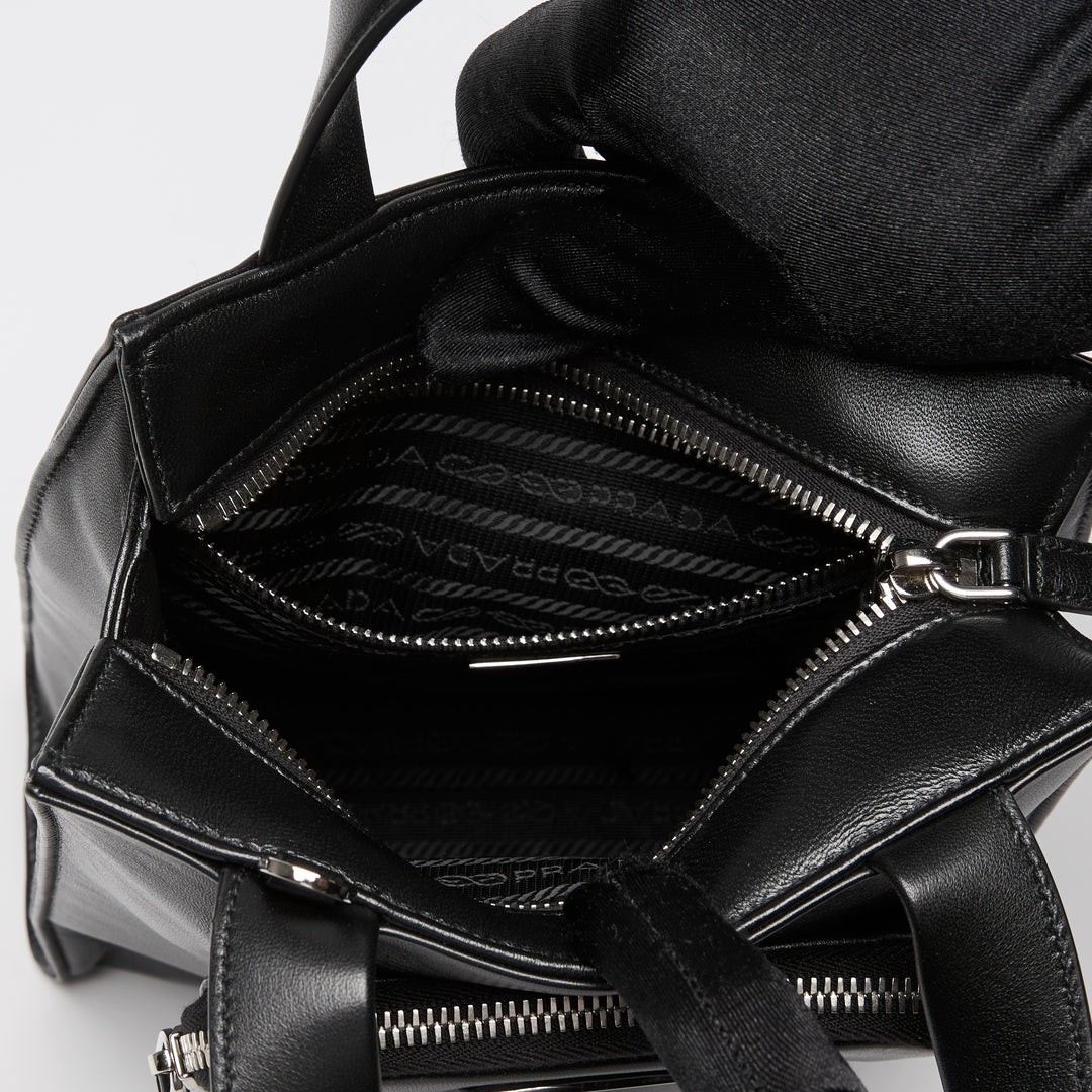 Prada Black Nappa Leather Small Triangle Pocket Tote Bag