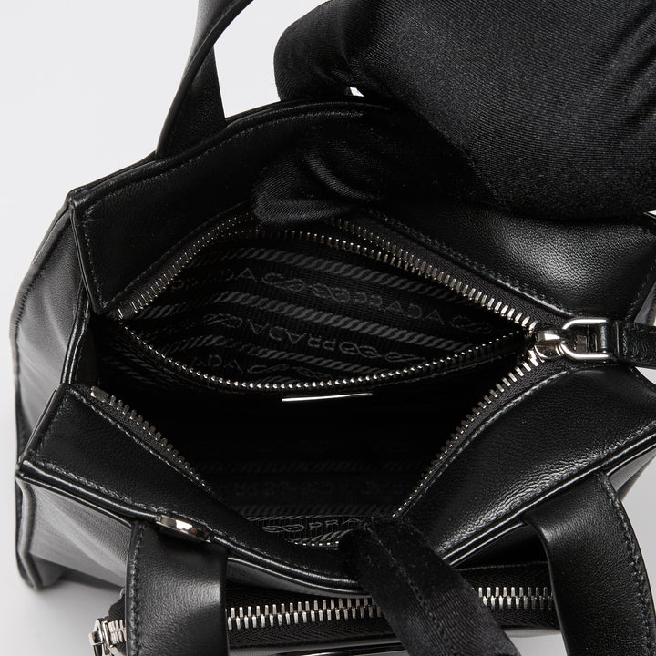 Prada Black Nappa Leather Small Triangle Pocket Tote Bag