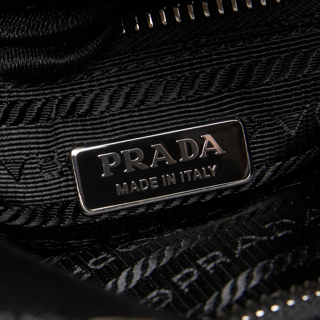 Prada Black Nappa Leather Small Triangle Pocket Tote Bag
