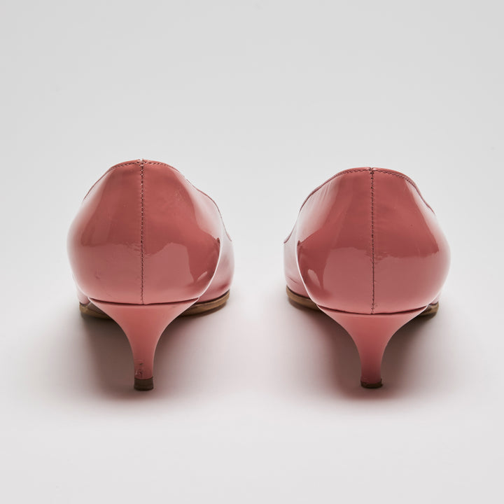 Prada Pink Patent Leather Kitten Heel Pumps Size 37