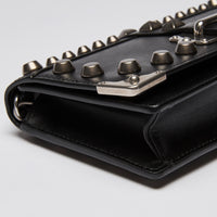 Prada Black City Calf & Saffiano Leather Studded Cahier Crossbody Wallet on Chain