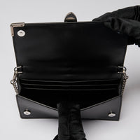 Prada Black City Calf & Saffiano Leather Studded Cahier Crossbody Wallet on Chain