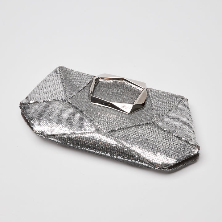 Roger Vivier Silver Sequin Prism Clutch