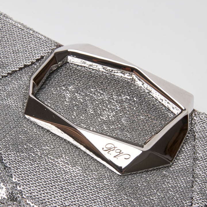 Roger Vivier Silver Sequin Prism Clutch