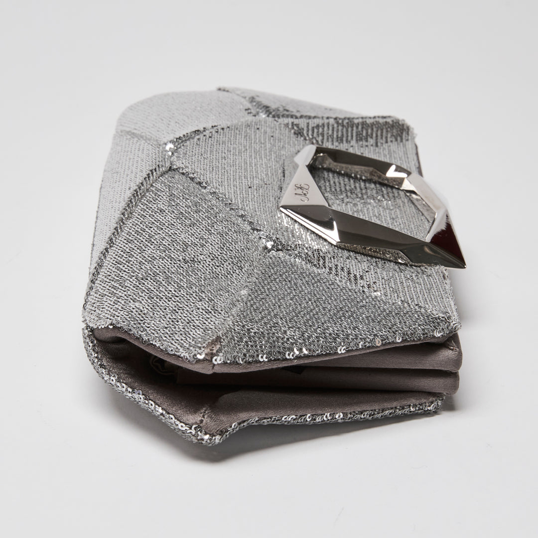 Roger Vivier Silver Sequin Prism Clutch