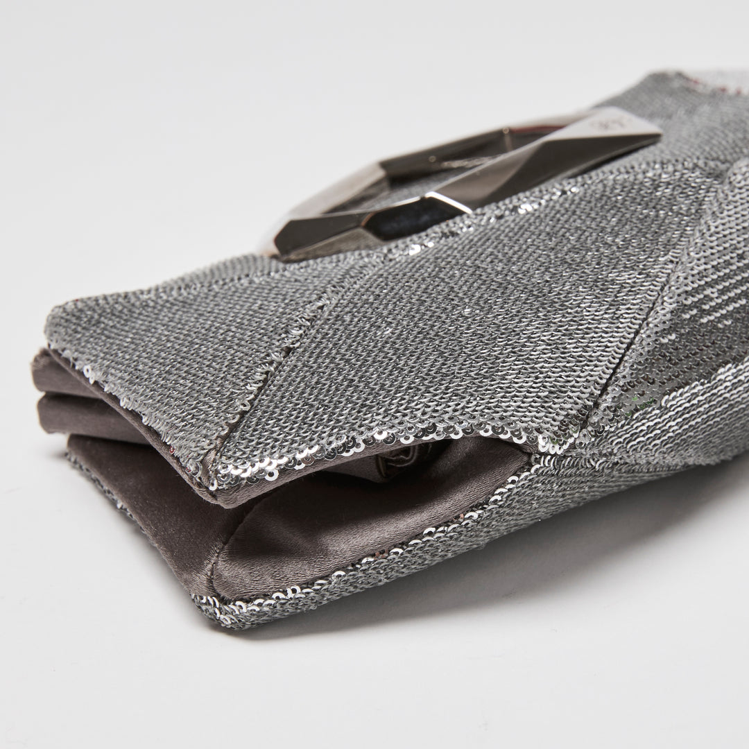 Roger Vivier Silver Sequin Prism Clutch