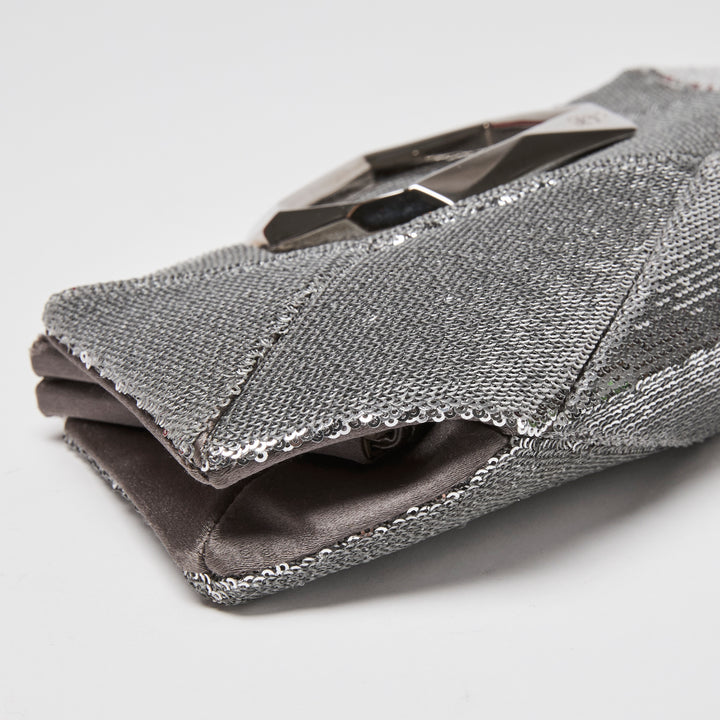 Roger Vivier Silver Sequin Prism Clutch