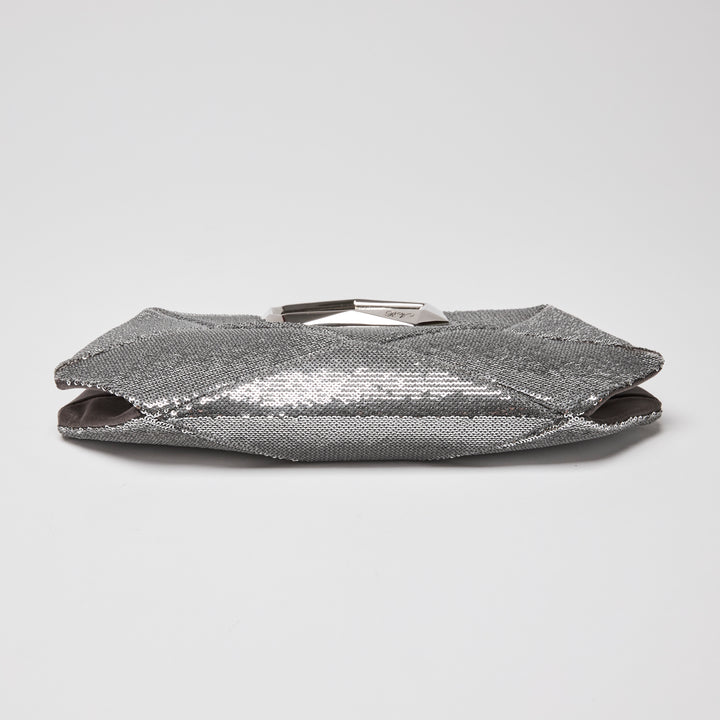 Roger Vivier Silver Sequin Prism Clutch