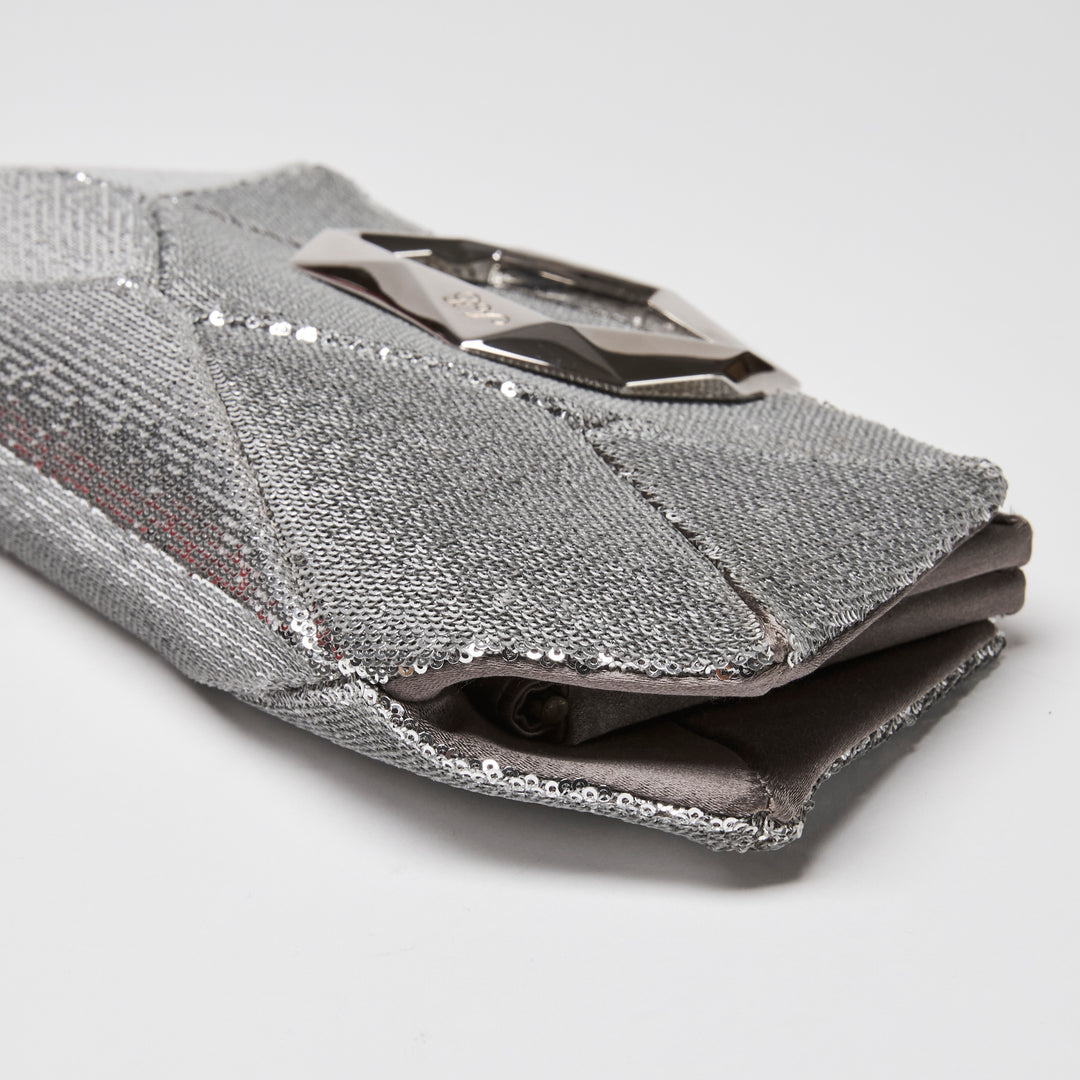 Roger Vivier Silver Sequin Prism Clutch