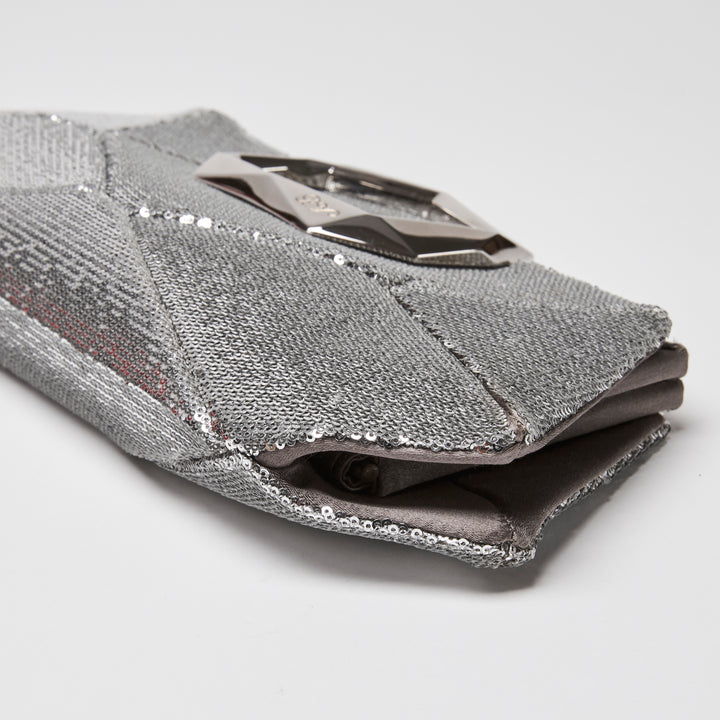 Roger Vivier Silver Sequin Prism Clutch