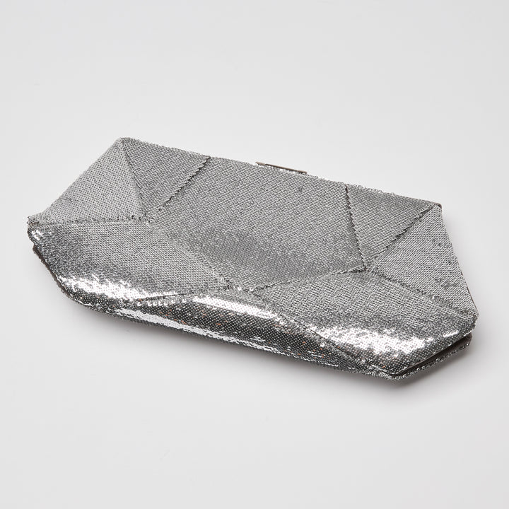 Roger Vivier Silver Sequin Prism Clutch