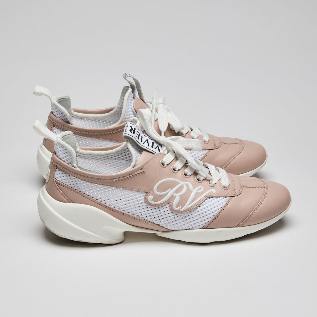 Roger Vivier Pink Leather "Viv Match" Sneakers Size 39
