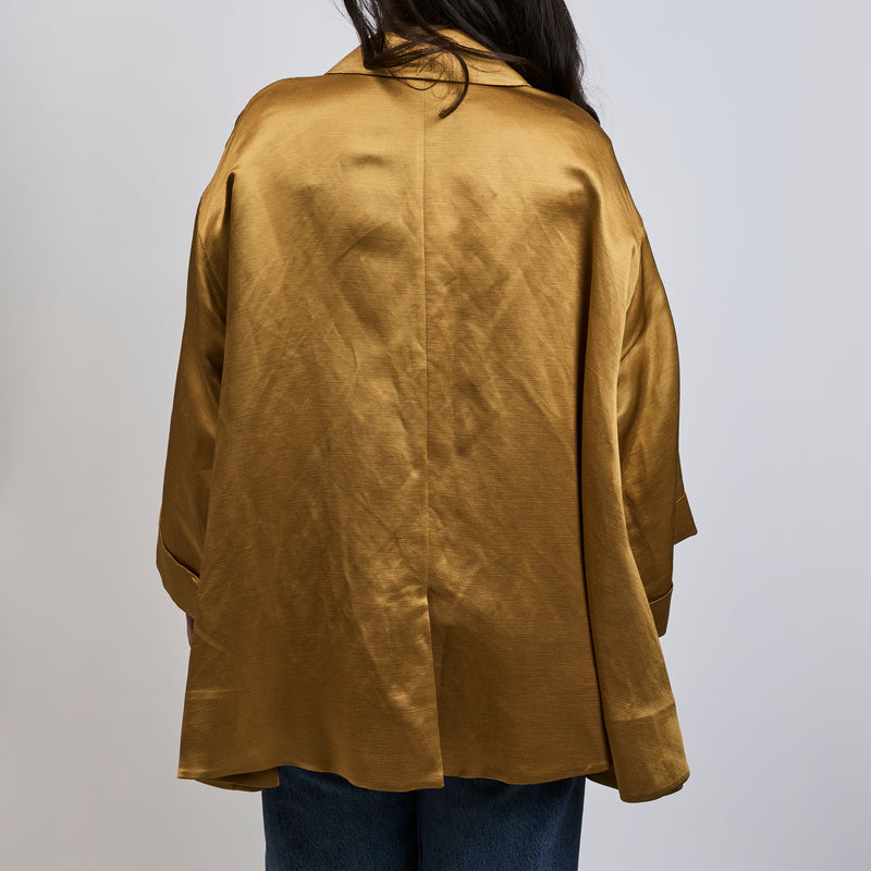 Romeo Gigli Gold Silk Trapeze Jacket Size 42