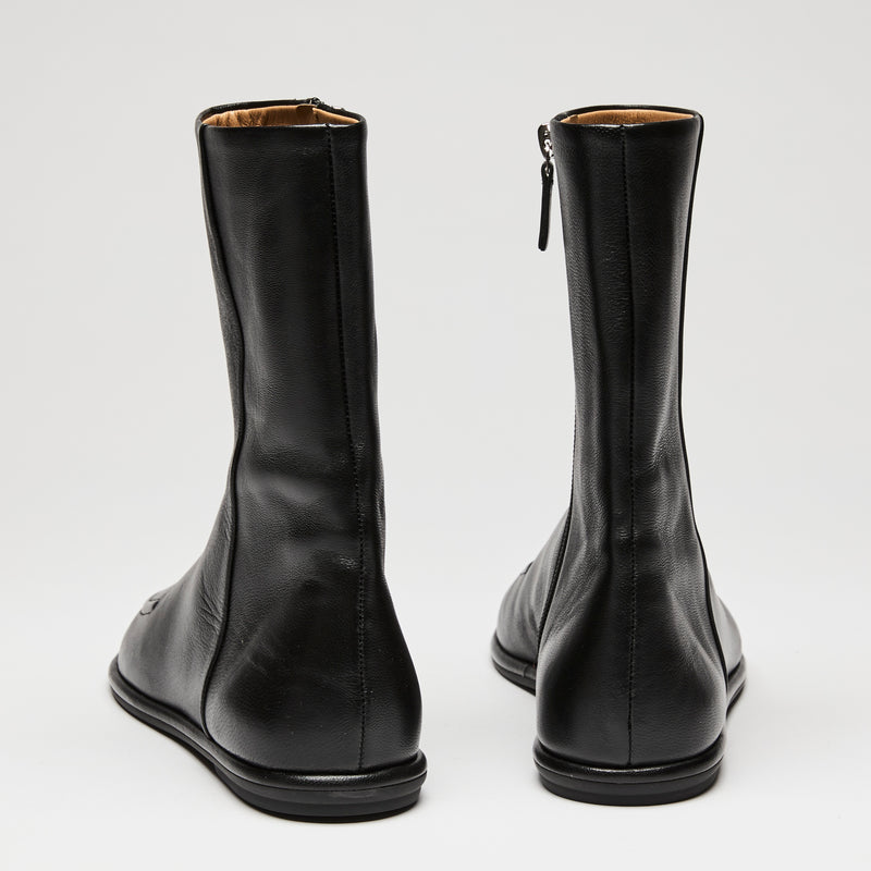 The Row Canal Leather Apron-Toe Booties, Size 36