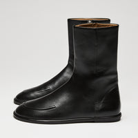 The Row Canal Leather Apron-Toe Booties, Size 36