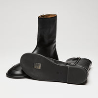 The Row Canal Leather Apron-Toe Booties, Size 36