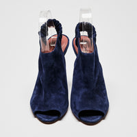 Santoni Blue Suede Peep Toe Slingbacks Size 40