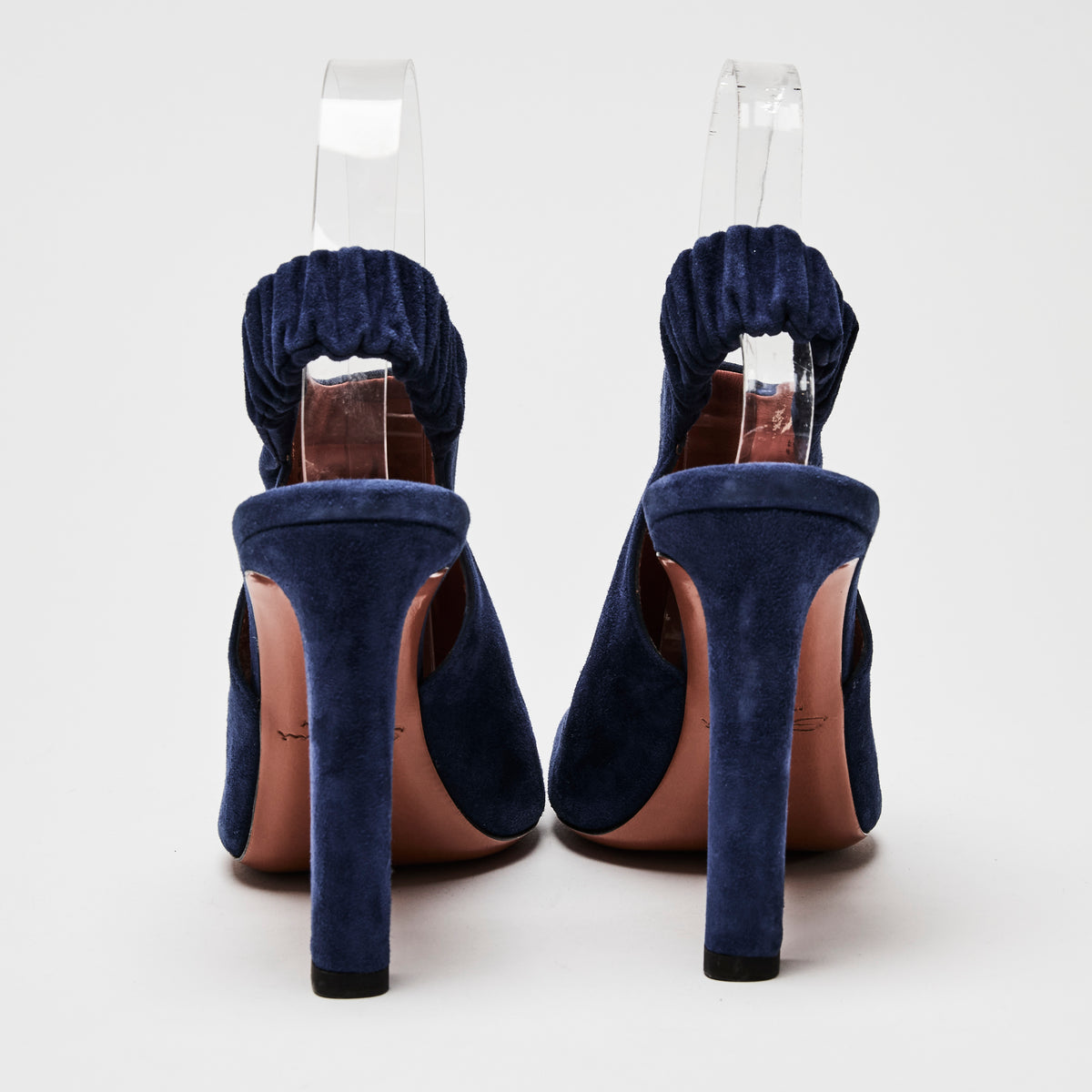 Santoni Blue Suede Peep Toe Slingbacks Size 40