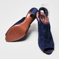 Santoni Blue Suede Peep Toe Slingbacks Size 40