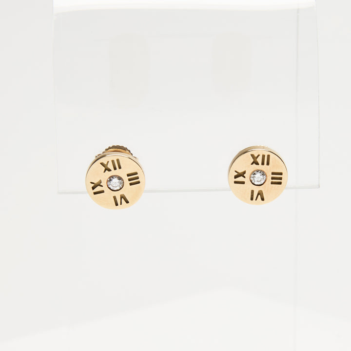 Tiffany & Co. 18k Yellow Gold & Diamond Atlas Circle Stud Earrings