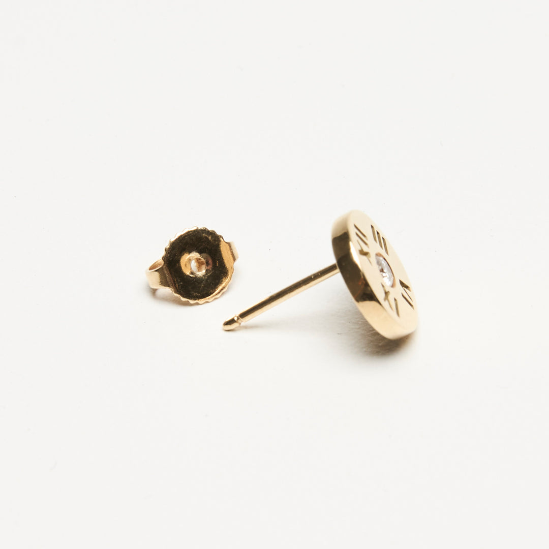 Tiffany & Co. 18k Yellow Gold & Diamond Atlas Circle Stud Earrings