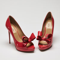 Valentino Red Patent Leather Bow Pumps Size 39.5