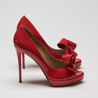 Valentino Red Patent Leather Bow Pumps Size 39.5