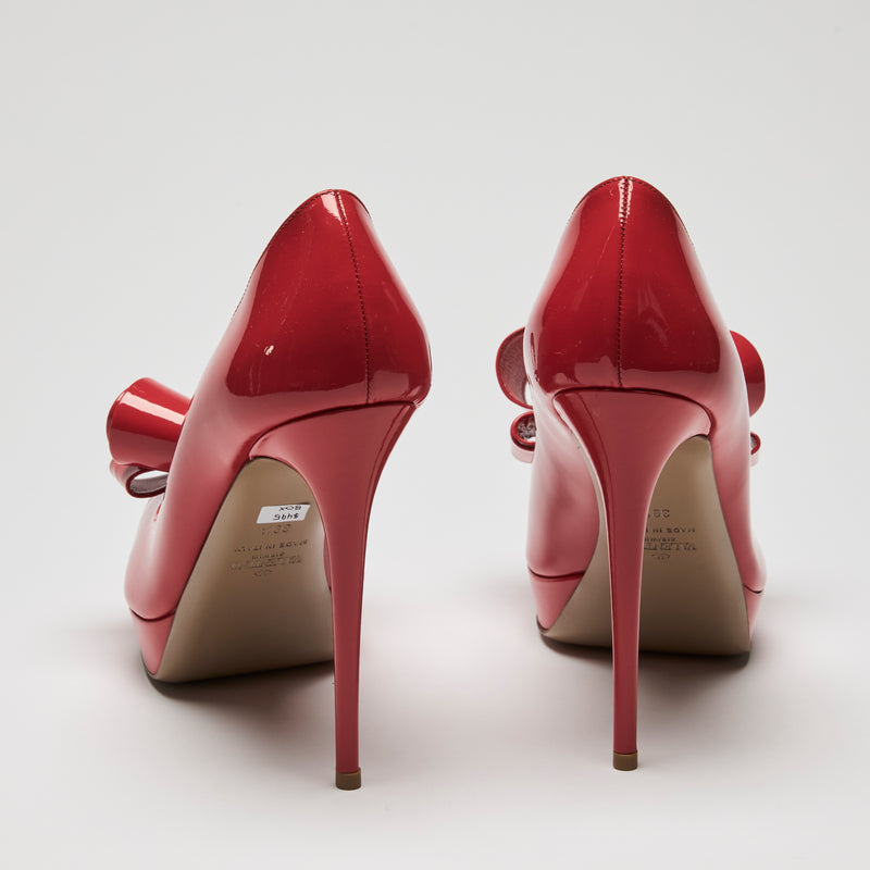 Valentino Red Patent Leather Bow Pumps Size 39.5