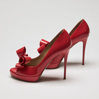 Valentino Red Patent Leather Bow Pumps Size 39.5