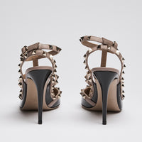 Valentino Black Patent Leather Rockstud Heel Sandals Size 39
