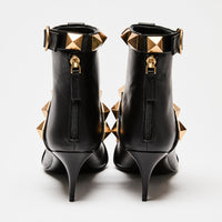 Valentino Black Leather Gold Roman Stud Boots Size 38.5